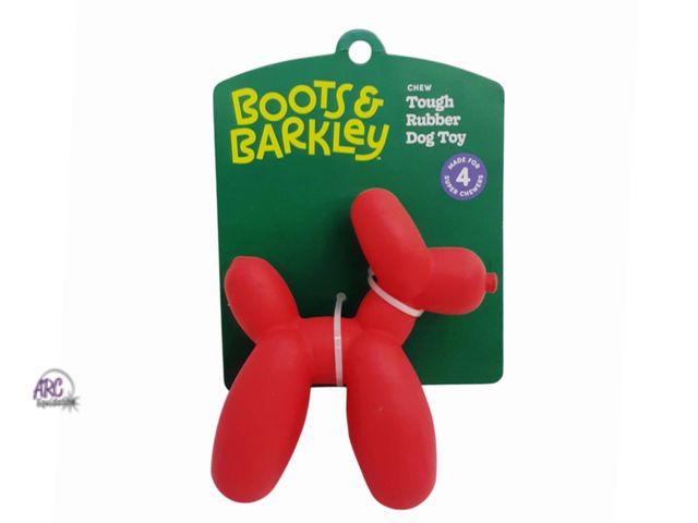 Lot 56-216560 - New - Boots &amp; Barkley Tough Rubber Balloon Plush Dog Toy - Boots &amp; Barkley™ Red: Chew, Fetch...