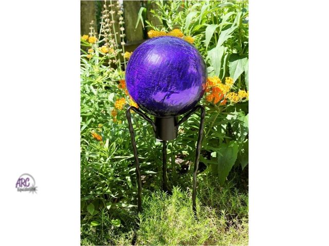 Lot 56-754450 - New in box. Achla Designs 10-Inch Crackle Gazing Globe Ball, Blue. Stand not included