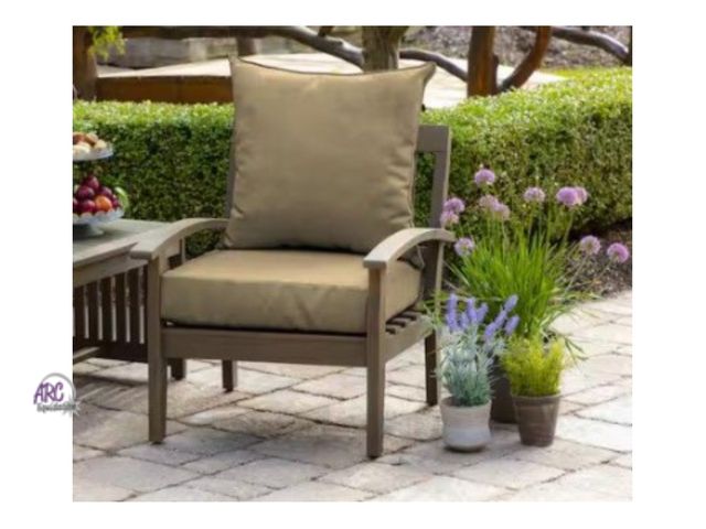 Lot 56-489264 - New in Box - ARDEN - 24 in. x 24 in. 2-Piece Deep Seating Outdoor Lounge Chair Cushion in Tan Hamilt...