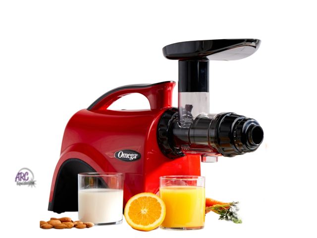 Lot 56-543917 - SLIGHTLY USED-TESTED-OMEGA-horizontal nutrition system juicer-red