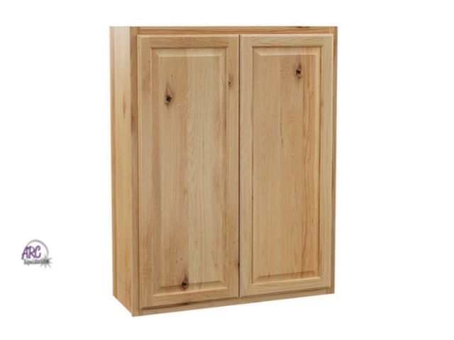 Lot 56-756160 - New Hampton bay 33 in. W x 12 in. D x 42 in. H Assembled Wall Kitchen Cabinet in Natural Hickory. Re...