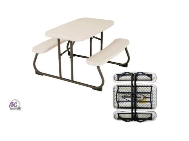 Lot 56-749950 - New foldable 35-1/2 in. x 32-1/2 in. Kids Picnic Table with Benches