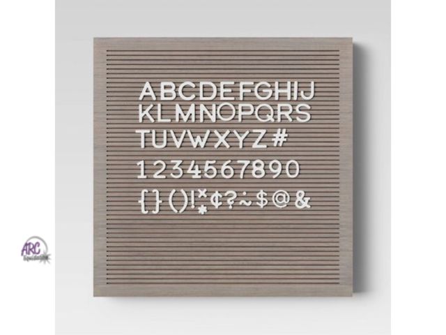 Lot 56-258323 - NEW Threshold 14"x 14" Wood Letterboard Gray. MDF Message Board with 181 Characters, Wall Sign Panel