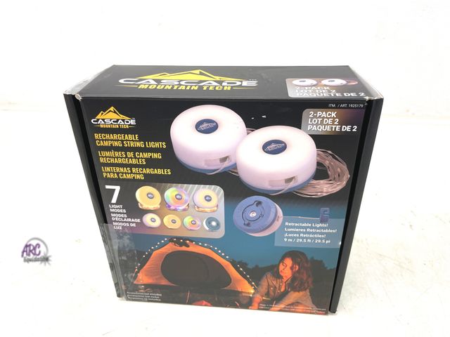 Lot 56-129661 - New Cascade Mountain Tech Rechargeable Camping String Lights (2 Pack)