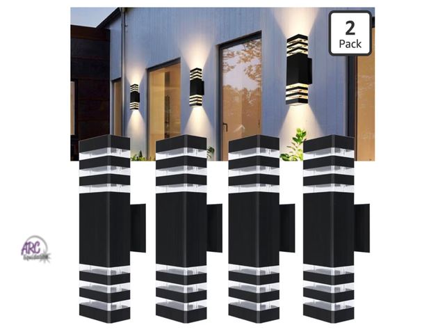 Lot 56-631650 - New - 15inch LED Square Up &amp; Down wall Lights,14W Outdoor Wall Light 4000K Day White Aluminum Bo...