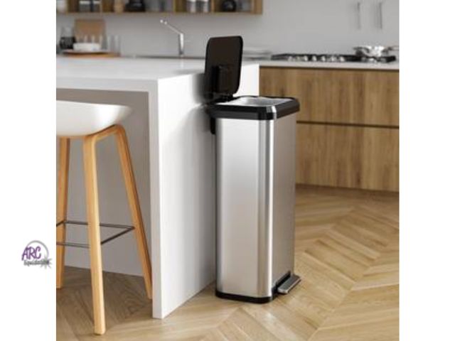 Lot 56-415735 - New - iTouchless 20 Gal. / 75 Liter Stainless Steel Rectangular Household Metal Trash Can with Step ...