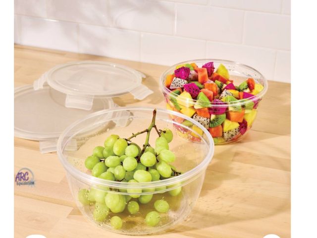 Lot 56-360934 - New, Figmint 4pc (set of 2) 8.5 Cup and 14 Cup Tritan Plastic Round Food Storage Container Set with ...