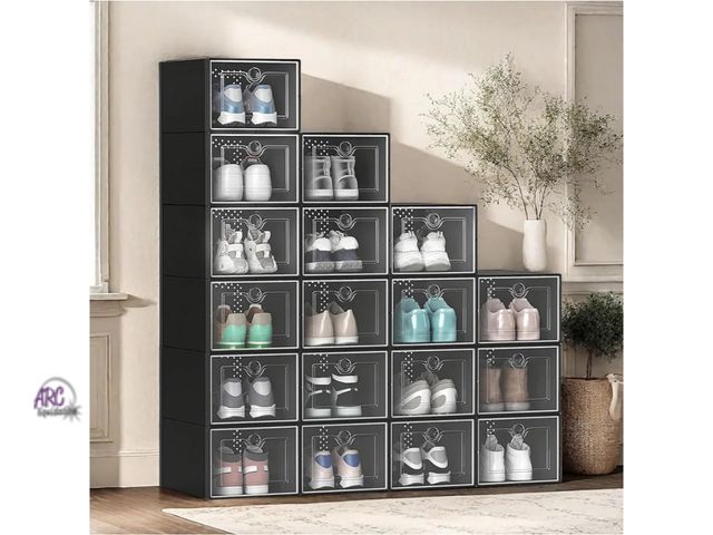 Lot 56-805124 - NEW-YITAHOME Shoe Storage Boxes Fit Size 13, 18-Pack Stackable Shoe Rack Organizers with Clear Plast...