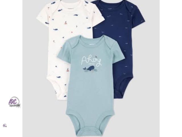 Lot 56-495064 - New - Gray/Blue/White 18M - Carter's "Just One You®" Baby Boys' 3pk - Ocean Themed - Short Sleeve Bo...