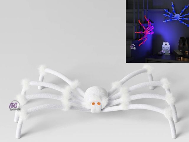 Lot 56-756322 - NEW 20" Plush White Glow Under Black Light Spider Halloween Decorative Prop - Hyde and EEK! Boutique...