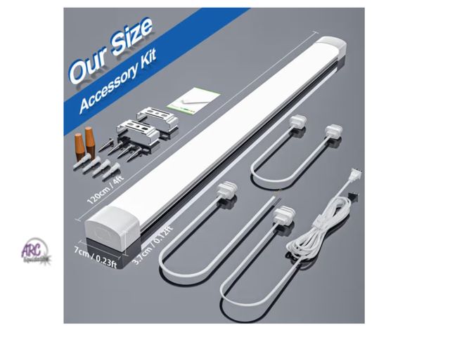 Lot 56-311440 - New, tested and works , Airand LED Ceiling Light Fixture with Plug 4FT, Triproof LED Tube Lights 36W...