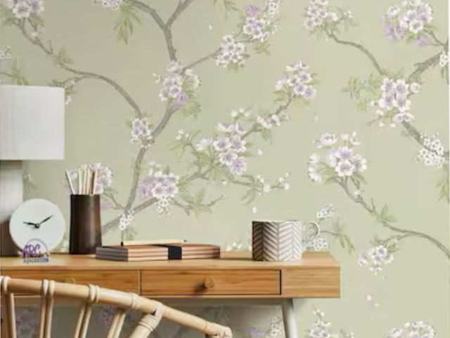 Lot 56-372364 - NEW/SEALED HOLDEN Cherry Blossom Yellow and Cream Non-Pasted Wallpaper (Covers 56 sq. ft. )