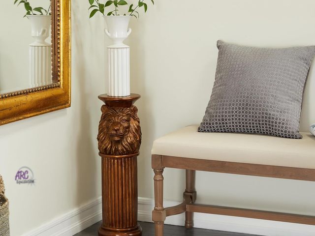 Lot 56-643351 - New - Deco 79 Traditional Polystone Pedestal Table 8" L x 9" W x 25" H, Bronze