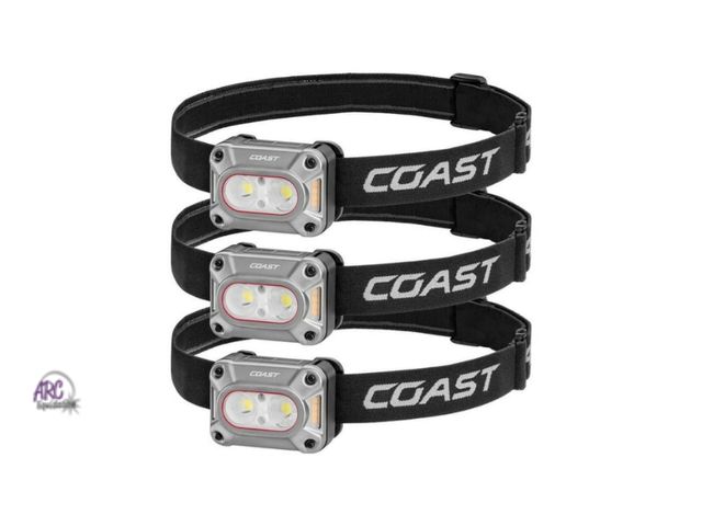 Lot 56-326817 - New,opened box,Coast CH1000R Rechargeable Dual Power Headlamps, 1,000L (Pack of 3)*does not include ...