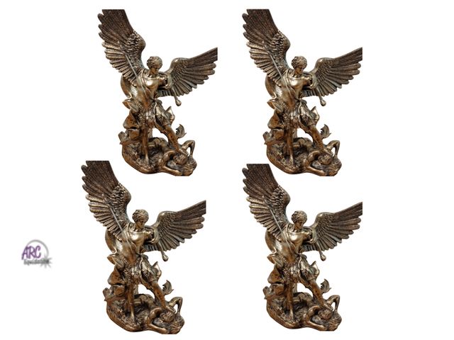 Lot 56-735630 - New lot of 12" ST Michael bronze color statues. Made from high grade resin
