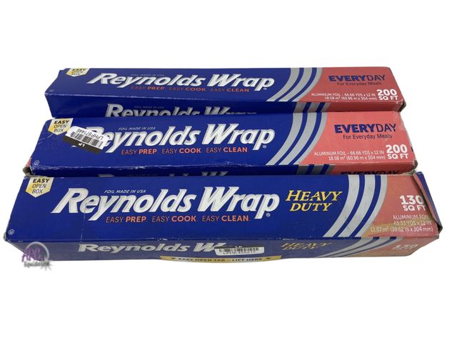 Lot 56-150711 - New Lot of 3 (2 200 Sq. Feet, and 1 130 Sq. Feet) Reynolds Wrap Standard Aluminum Foil, 12")