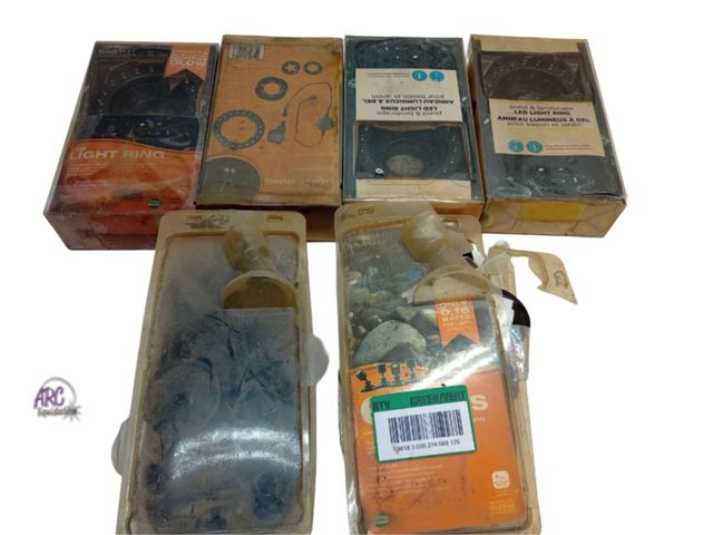 Lot 56-757150 - New/Old Stock/Package Damage Lot of 6 pond and landscaping led light rings and mini led lights kits