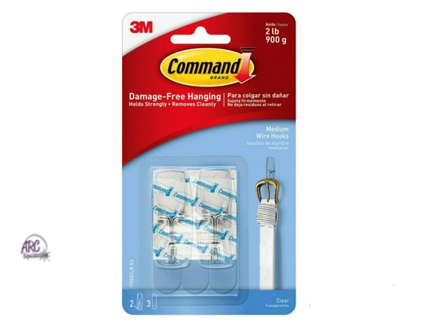 Lot 56-397348 - New Command Wire Toggle Hooks, Clear, Medium, 2 Wall Hooks, Damage-Free Hanging