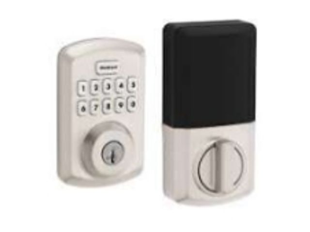 Lot 56-796324 - New kwikset Powerbolt 250 10-Button Keypad Satin Nickel Transitional Electronic Deadbolt Door Lock
