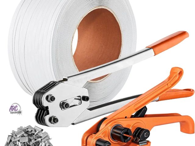 Lot 56-587598 - NEW-VEVOR Banding Strapping Kit with Strapping Tensioner Tool, Banding Sealer Tool, 3280 ft Length P...