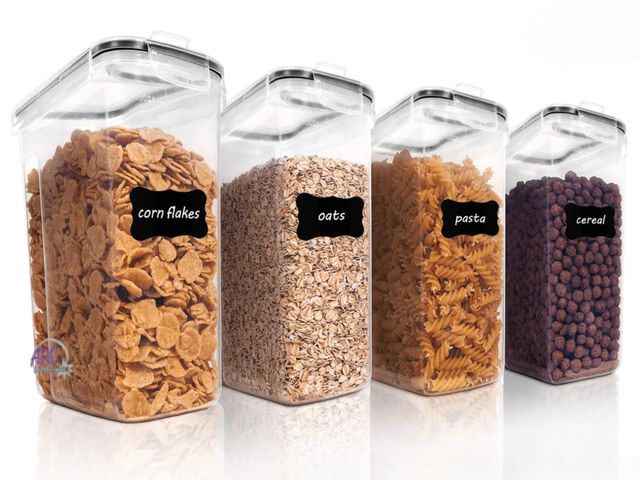 Lot 56-354224 - New, AyeVision Set of 4 Storage Containers Box 4L Airtight Cereal Container Set 140oz Cereal Box Cle...