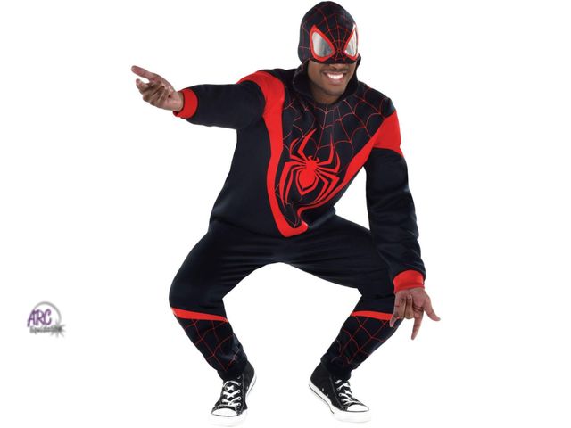 Lot 56-338019 - New. Amscan Men's Disney Marvel Spider-Man Miles Morales Red/Black Jogger and Hooded Mask Halloween ...