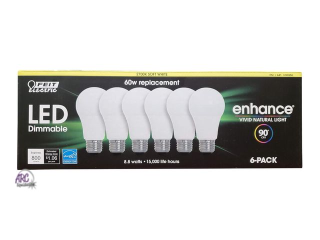 Lot 56-457761 - New in Box - Tested &amp; Works - 6 Count - Feit Electric Led 60W Replacement Soft White