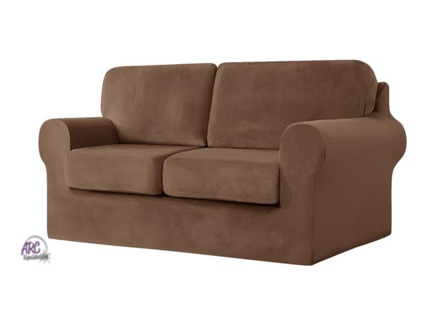 Lot 56-297113 - NEW 5 Piece Stretch Velvet Ektorp Sofa Covers, for 1 Base Cover, 2 Cushion Couch Cover and 2 Backres...