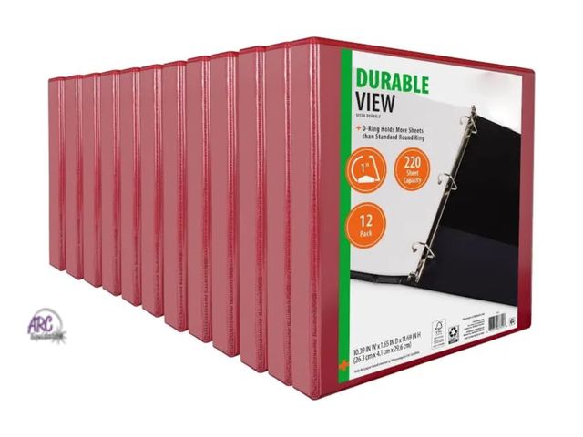Lot 56-362024 - New, 12pk Durable binder red