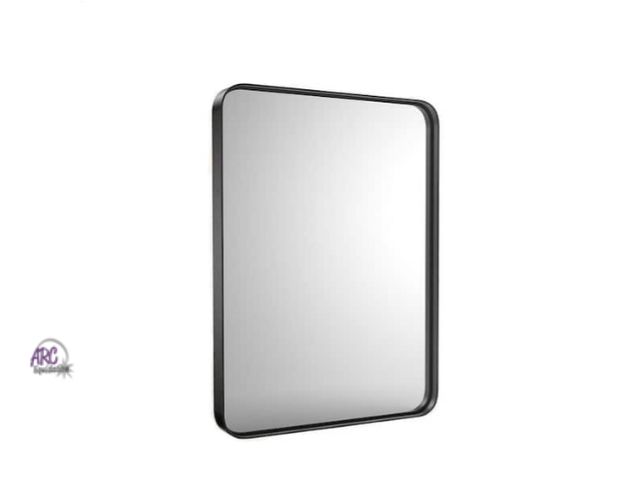 Lot 56-736618 - New in box. Modern 36 in. W x 24 in. H Rectangle Black Framed Mirror Wall Mirror with Rounded Corner...