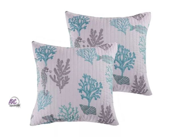 Lot 56-598923 - NEW-Levtex Cape Coral 2-pack Euro Sham Set