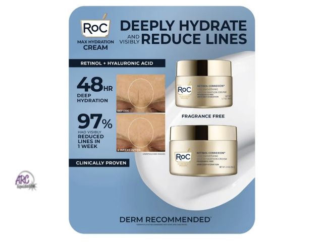 Lot 56-324060 - New open package RoC Retinol Correxion Max Hydration Cream, 1.7 oz &amp; 3.4 oz