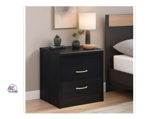 Lot 56-190240 - New in Box HODEDAH 2-Drawer Black Nightstand (19.69x17.17x5.87”)