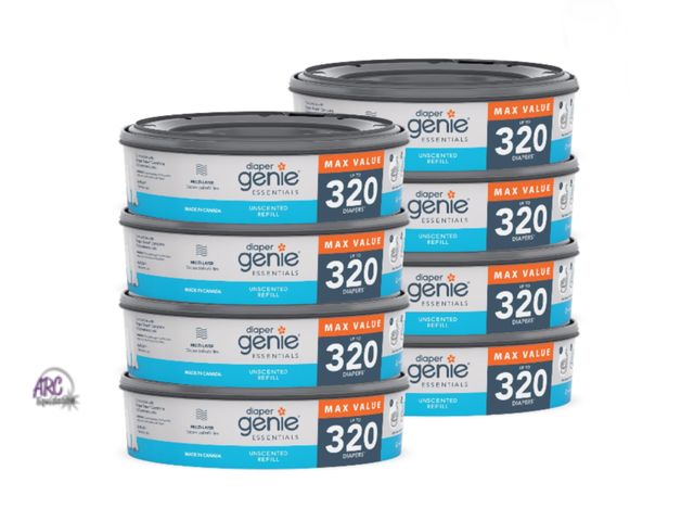 Lot 56-612724 - New Diaper Genie Diaper Pail Round Refills,Unscented, Holds up to 2560 Newborn Diapers, 8 Pack