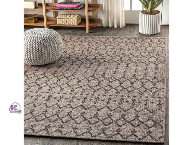 Lot 56-259823 - New out of package JONATHAN Y Moroccan Geometric Indoor Outdoor Area Rug 4X6 Natural/Black, Ourika T...