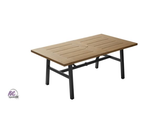 Lot 56-391113 - New,Better Homes &amp; Gardens Kennedy Pointe 70" Steel Outdoor Dining Table, Brown/Black