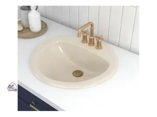 Lot 56-496364 - New in Box - Glacier Bay - Aragon 19 in. Drop-In Round Vitreous China Bathroom Sink in Bone