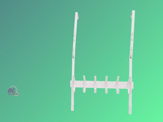 Lot 56-464261 - In Box - (White, 1-Tier) - Over The Door Hooks Organizer, Coat Rack Over The Door Storage Hanger Tow...