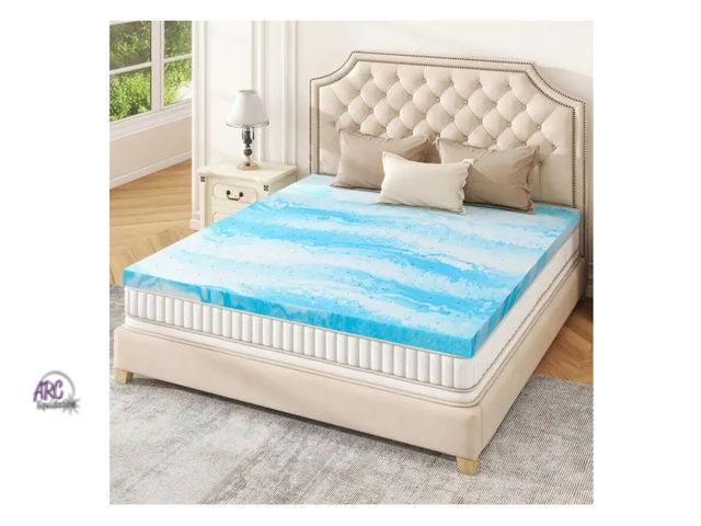 Lot 56-109723 - New Mattress Topper - 3 Inch Memory Foam Mattress Topper Twin XL Cooling Gel Infusion - Ripple Blue ...