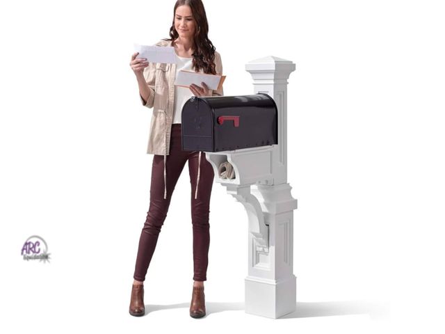 Lot 56-266598 - NEW OPEN BOX Step2 Atherton Mail Post, Mailbox Not Included, Weather Resistant, Durable Plastic, Eas...