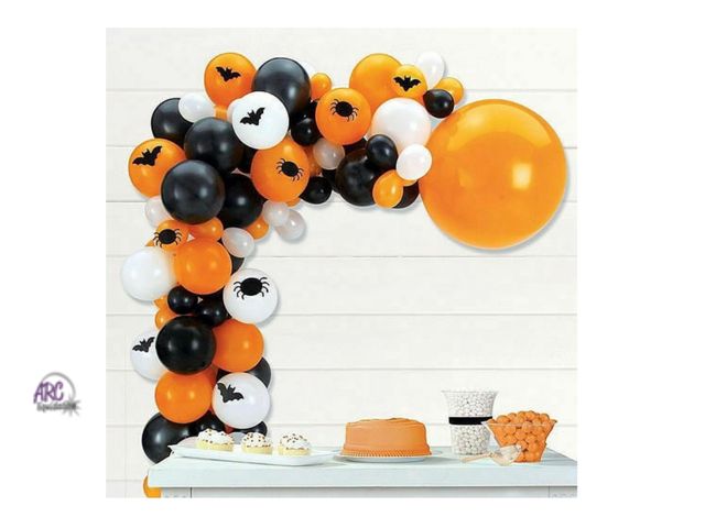 Lot 56-260823 - New Air-Filled Bats &amp; Spiders Halloween Balloon Garland Kit
