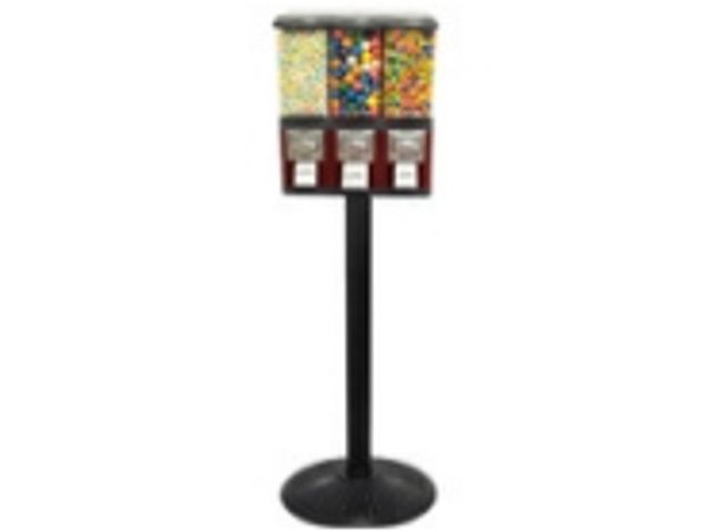 Lot 56-791540 - New in box. Gumball vending  Machine - Triple Capsules, and Candy . Comes with keys