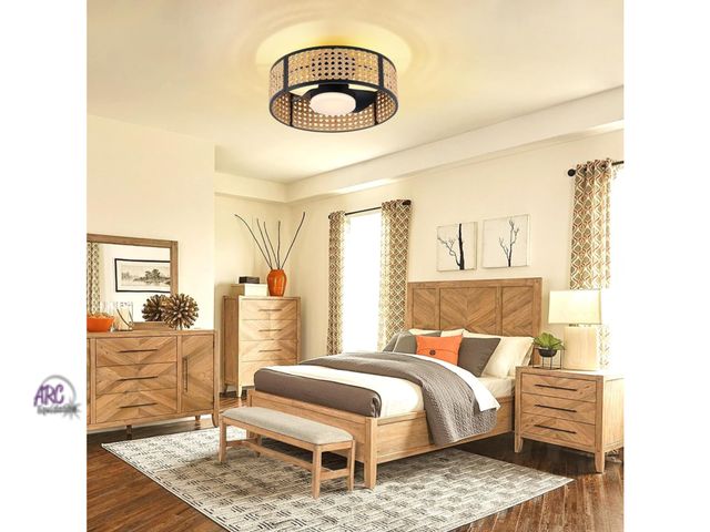 Lot 56-324351 - New in box Ganeed 20" Handwoven Rattan Boho Ceiling Fans with Lights, Dimmable RGB LED Wicker Caged ...