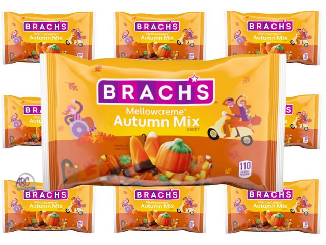Lot 56-773123 - 10 bags of Brach's autumn mix. Mixed dates. Best by June/2025 &amp; mar/2025. 11oz per bag