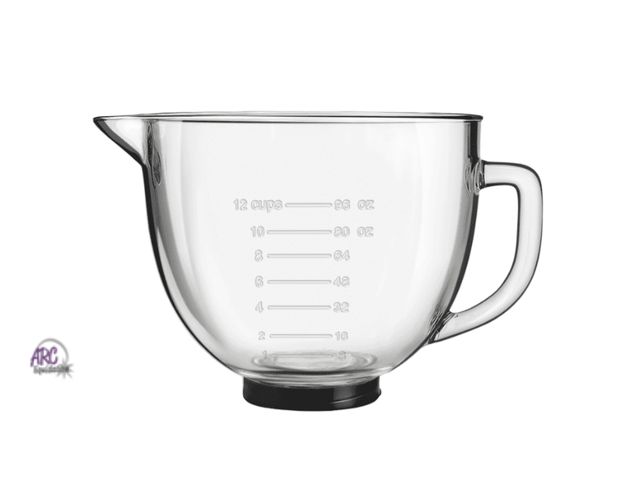 Lot 56-520440 - NEW-Glass mixing bowl with lid-12 cup measuring glass bowl-may be compatible with KitchenAid mixer 7...