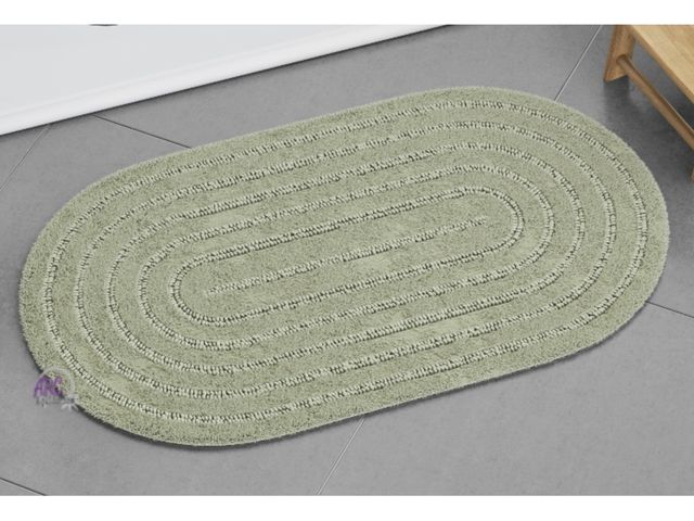 Lot 56-612924 - New Beautiful Oval Cotton Bath Rug by Drew Barrymore, Sage Green, 20" x 34"