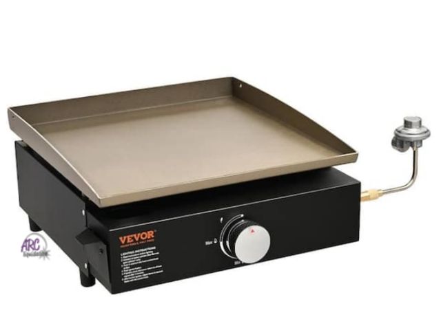 Lot 56-563443 - NEW-VEVOR Portable Flat Top Griddle 16.9 in. Heavy-Duty Gas Griddle 1-Burner Countertop Propane Gril...