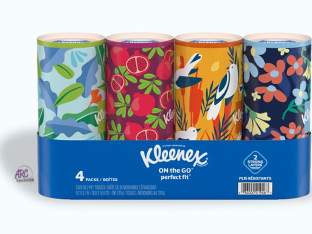 Lot 56-466711 - NEW-Kleenex® Perfect Fit Facial Tissue Cylinders-4 PACKS/50 TISSUES EACH