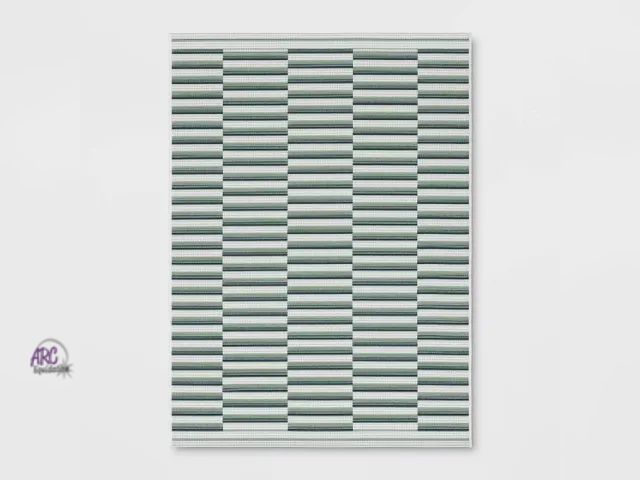 Lot 56-722015 - New 6'6" x 9'Linear Geo Outdoor Area Rug - Room Essentials