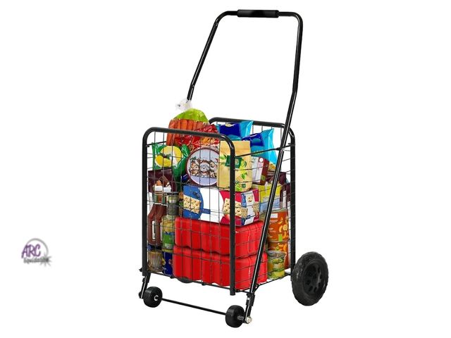Lot 56-736218 - New Folding Shopping Cart with Wheels, Portable Collapsible Utility Cart for Stair Climbing Storage
